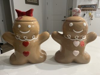 Christmas Ceramic Gingerbread Boy And  Girl