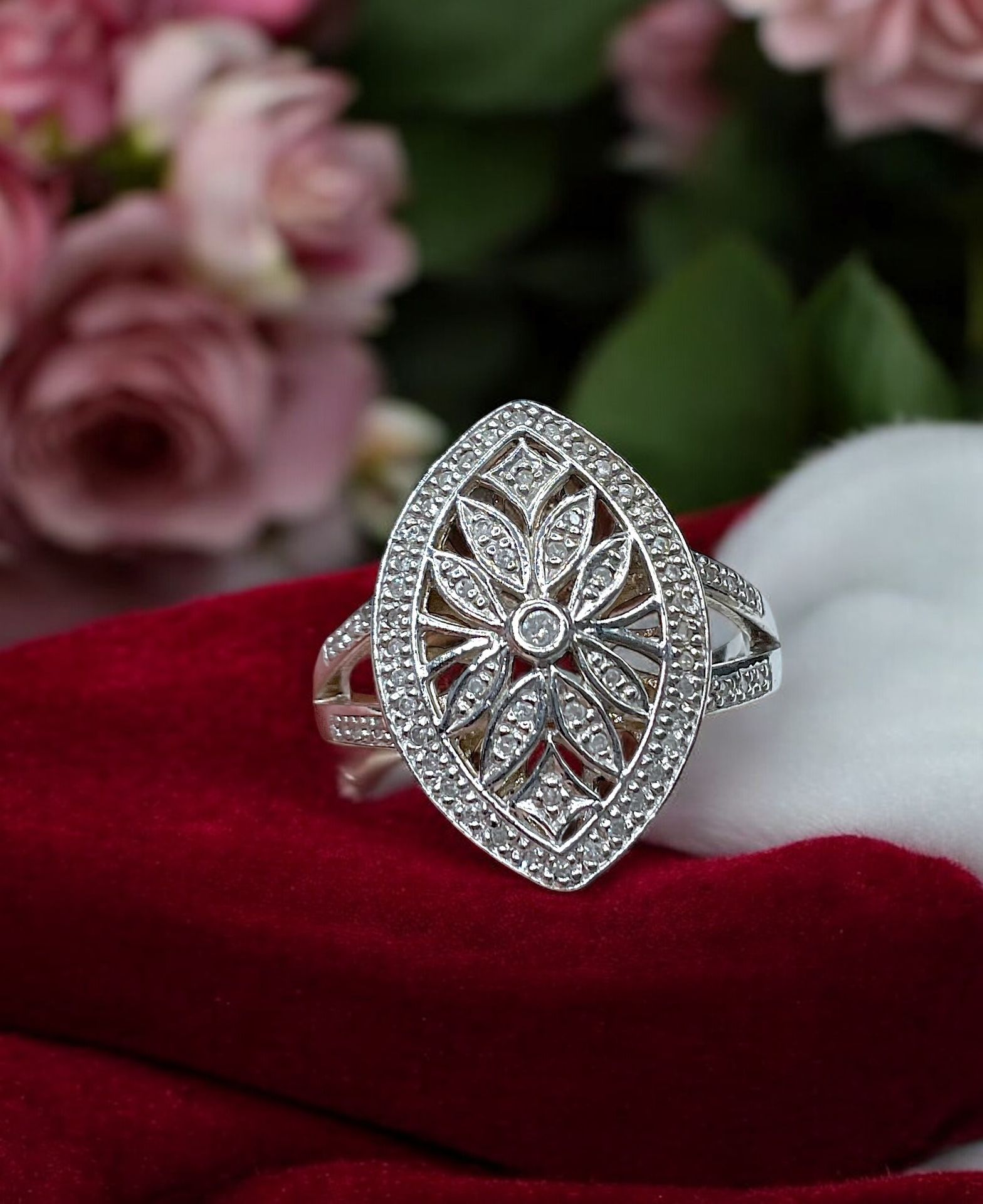 Vintage Sterling & GENUINE Diamond Ring