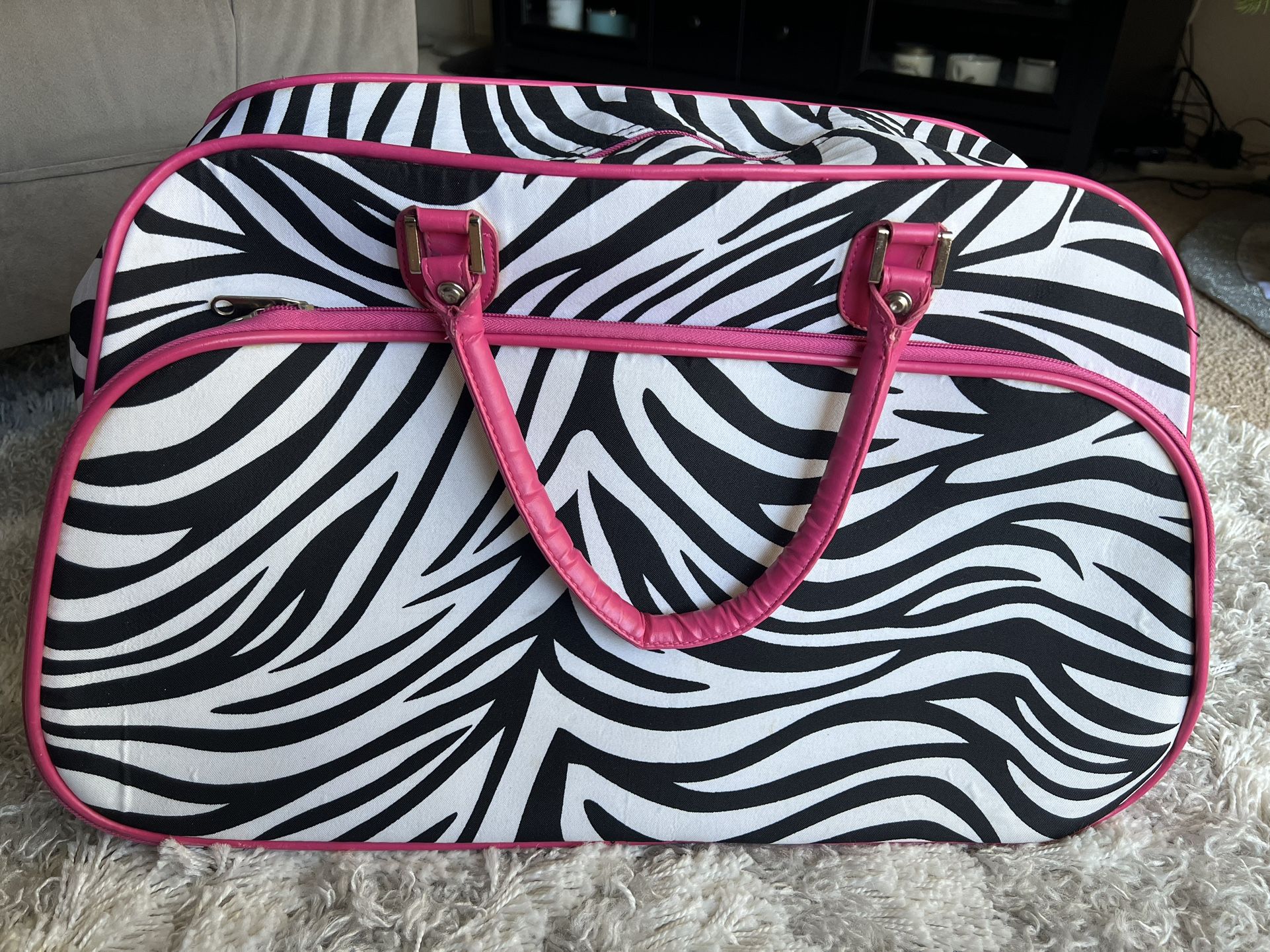 Rolling Zebra Stripe Travel Bag