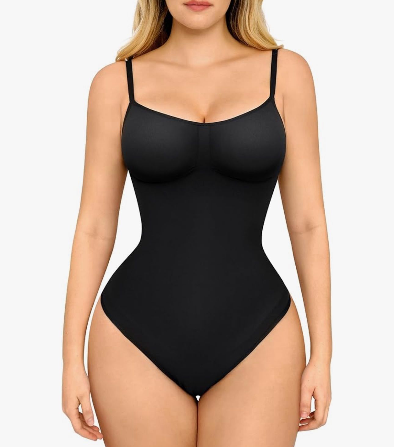 FeelinGirl Shapewear Bodysuit for Women Tummy Control Body Shaper Tank Top Thong Shapewear Seamless Body Suits Black M-L