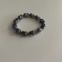 Vintage Silver Sunflower Floral Bangle Handmade Summer Bracelet