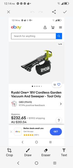 Ryobi Leaf Vacuum And Blower 18 Volt It Comes With One Battery And The Charger 