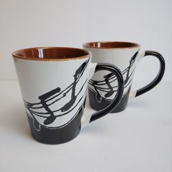 Music Note Ceramic Mugs  Set of 2 by Albert Elovitz 2007 Vintage!