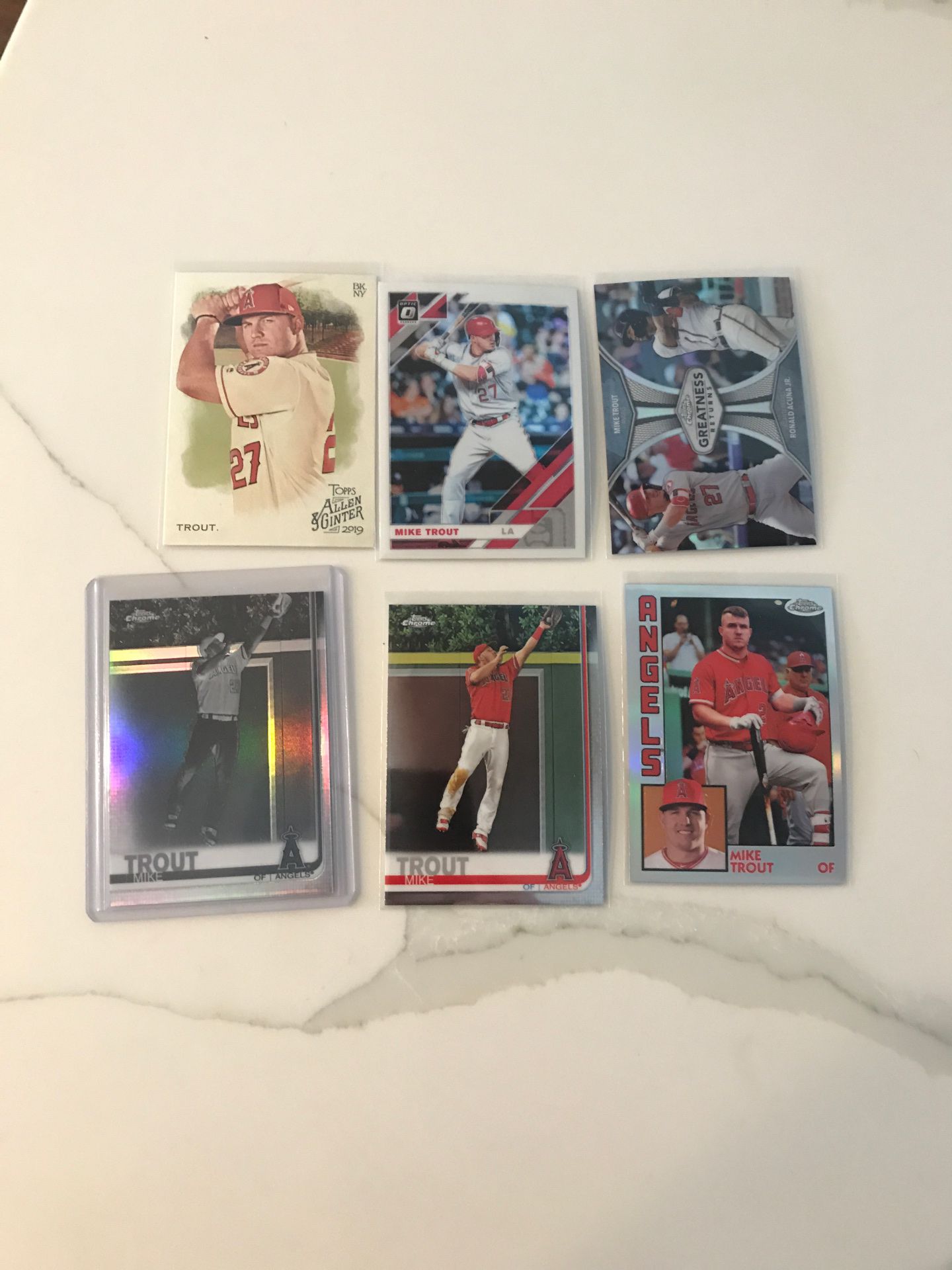 6 Mike Trout Baseball Cards Negative Refractor