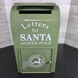 Ashland Green White Metal Christmas "Letters to Santa North Pole Reindeer Express " Mail box