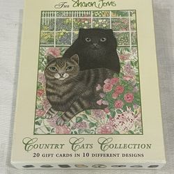 Sharon Jervis Country Cats Collection gift cards & Envelopes with cat artwork.