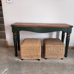 Rustic Green Console Entryway Table • $50