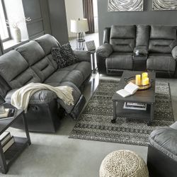 Earhart Slate Reclining Living Room Set (SOFA and LOVESEAT