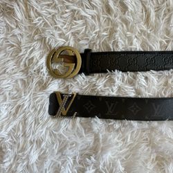 LOUIS VUITTON AND GUCCI BELTS