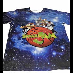 Space Jam All Over Print Mens T Shirt Small Looney Tunes Tune Squad RARE