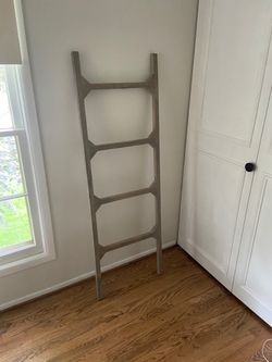 Rustic Gray Wooden Blanket Ladder – Nursery Decor / Display Ladder