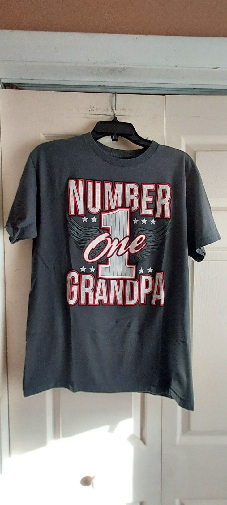 Grandfather Number One Grandpa Best No 1 Tee T Shirt Small Gray Graphic READ