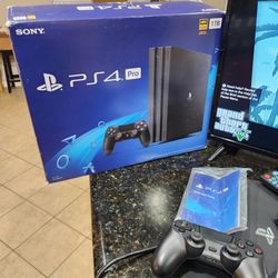 Ps4 1TB Pro slim console w/2 controllers 18 games and 32" Element TV w Remote!