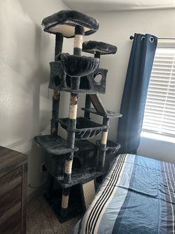 7 foot cat tower dark gray