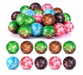 12 Pcs Pixel Theme Stress Balls 1.57'' - Birthday Party Favors Squishy Toys