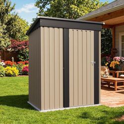 🔥Brand new In Box 🔥5 ft. W x 3 ft. D Outdoor Storage Brown Metal Shed with Sloping Roof and Lockable Door (14.5 sq. ft.)Beige💰$59  📍 Warehouse Add