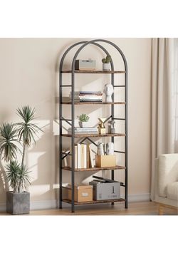 6-Tier Arched Bookshelf Industrial Style