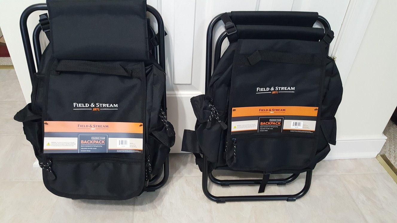 2 new field & stream backpack folding chair for fishing hunting