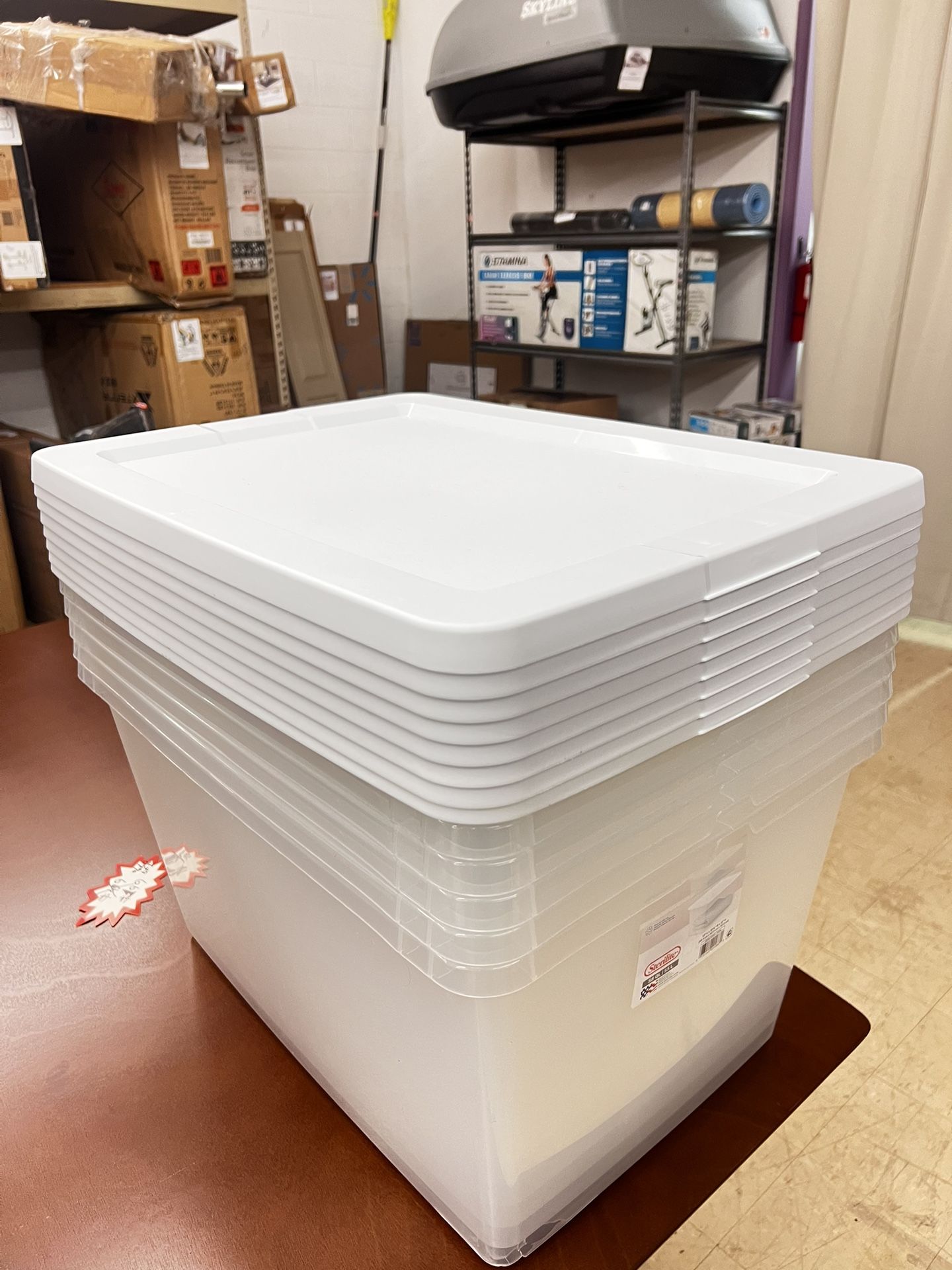 π§Ί 58 Quart Clear Storage Bin with Snap-On White Lid β Durable & Stackable Organizer, New π§Ί