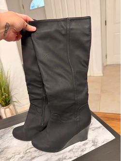 Fancy knee high leather boots