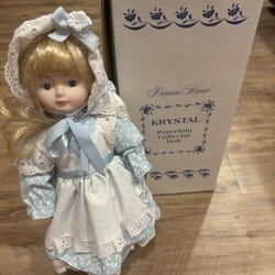 Princess House, Krystal Doll, Porcelain Collector Doll, Blue and White