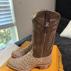 R. Watson Sand Bruciato Full Ostrich Boots Size 10.5EE