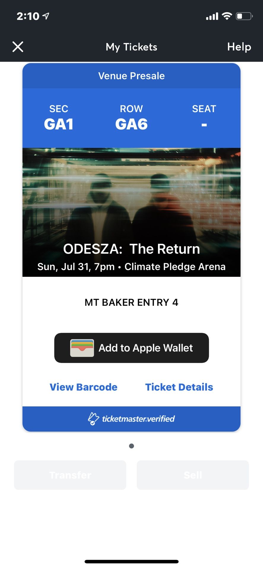 Odesza Floor Ticket 7/31