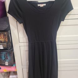 Black, Midi Dress, Short-sleeved.