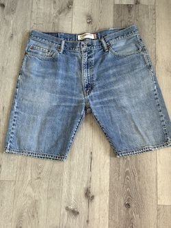 Levi’s 505 Men’s Denim Shorts W38 Blue Straight Fit Distressed