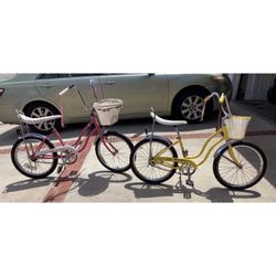 Two(2) Vintage Schwinn Bicycles Excellent Condition Girls w/baskets 76 & 81
