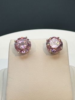 10mm Pink CZ earrings in sterling silver