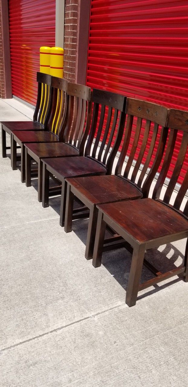 SIX SOLID WOOD WORLD MARKET DINING CHAIRS