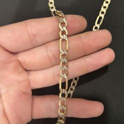 14K Gold Diamond Cut Figaro Chain