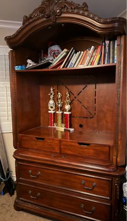 Dark Wood Armoire with Drawers