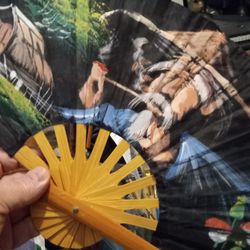 Cool Silk Wall Fan Hand Painted 10x16 Small