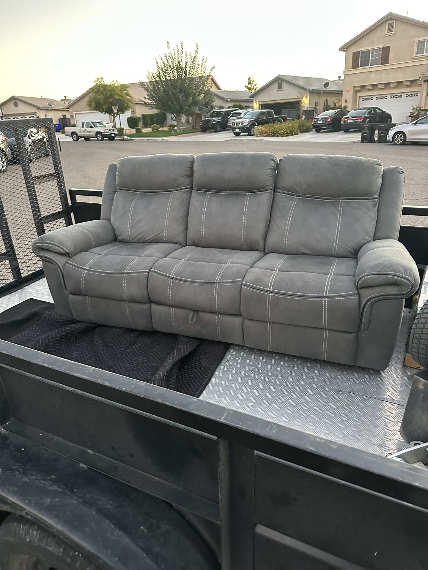 (1) Piece Gray Sofa Recliner With USB And Plugs
