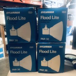 Lot Of 4 Sylvania Flood Lite Indoor/ Outdoor PAR 38 75w 120v Side Prong Base