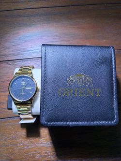Orient Watch - Capital Day-Date - Gold / Blue Dial - Made in Japan - New in Box AB0B