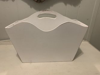 White wood wooden magazine rack holder