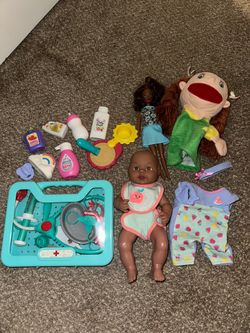 Dolls, accessories, and doctor set