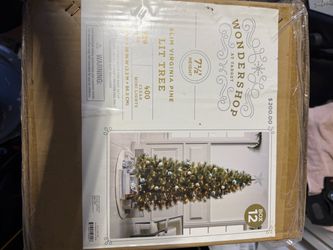 Wondershop 7.5ft Slim Virginia Pine Lit Christmas Tree