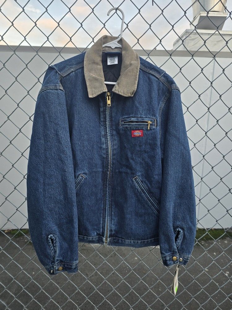 Vintage Dickies Detroit Denim Jacket Work Coat Lined Men's Size M 90s New