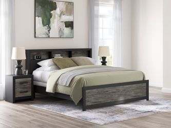 Jonnifer Black/Gray King Bookcase Headboard (Online Special Price)