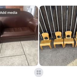 Kids sofa 4 wood chairs For small kids