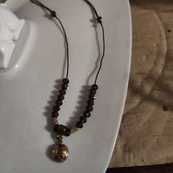 Soccer Football Charm Purple Beads Necklace 