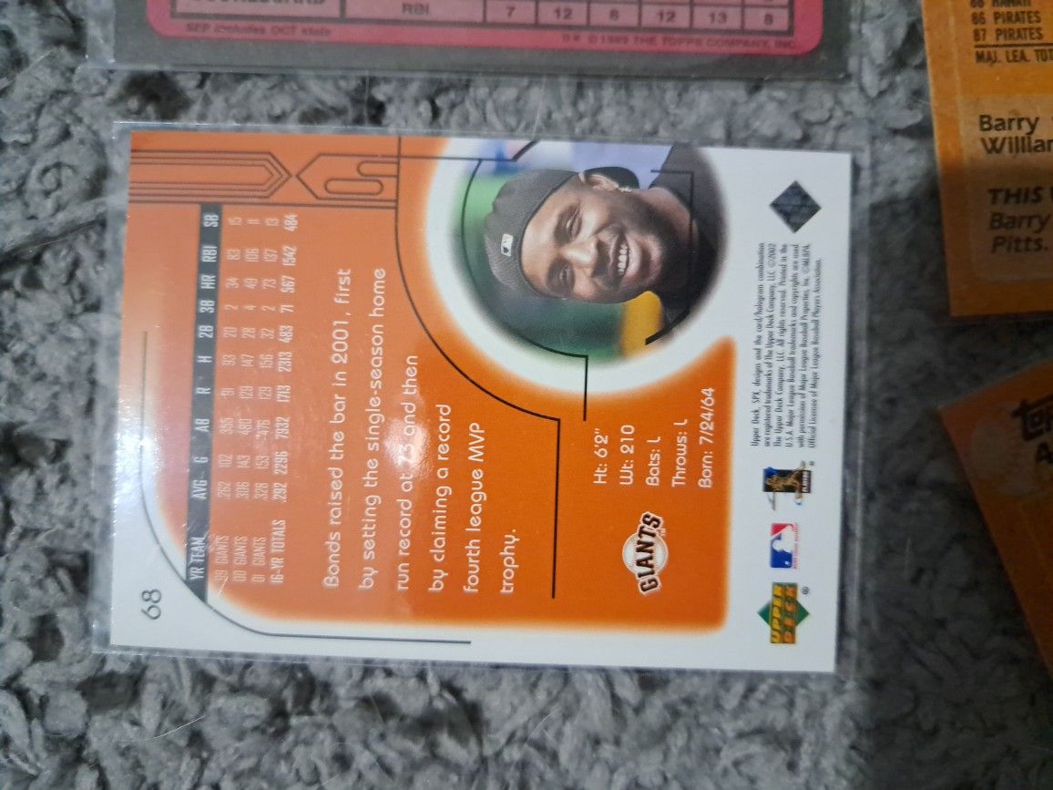 Lot Of 9 Barry Bonds Baseball Cards