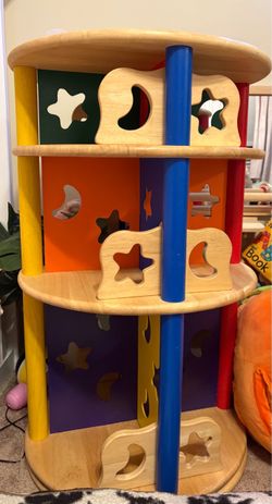 Wooden Kids Shape Sorter Tower Toy