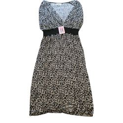 Wei Duo Ya Silk Dress Size L/XL Leopard Print 
