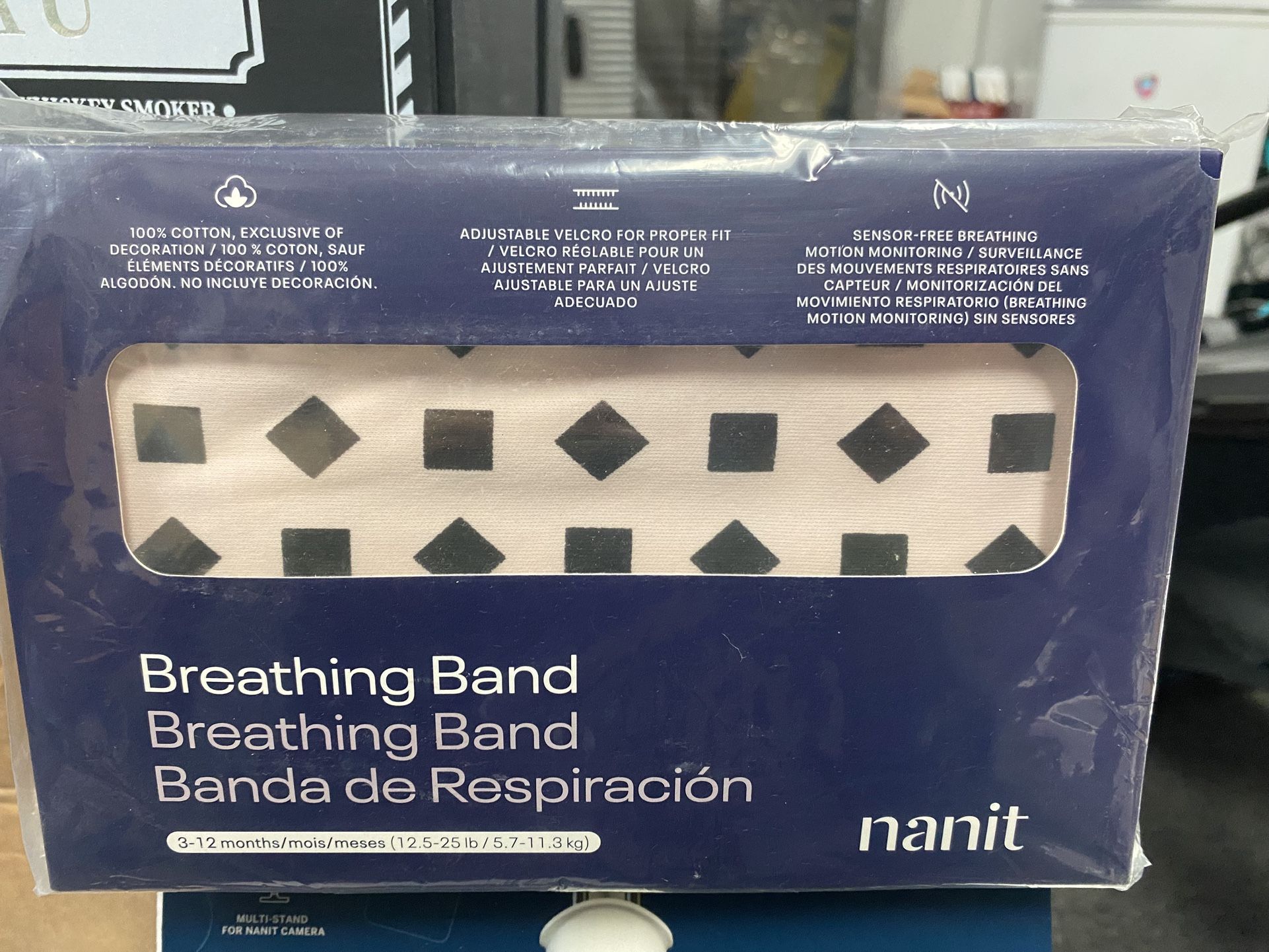 Breathing Wear Band - 100% Cotton, Works with Nanit Pro Baby Monitor to Track Breathing Motion Sensor-Free, Fits Newborns and Infants