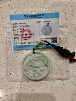 Natural Jadeite Jade Dragon Carved Pendant
